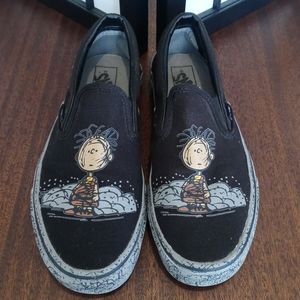 Vans Black Slip-On Sneakers with Cartoon Graphic
